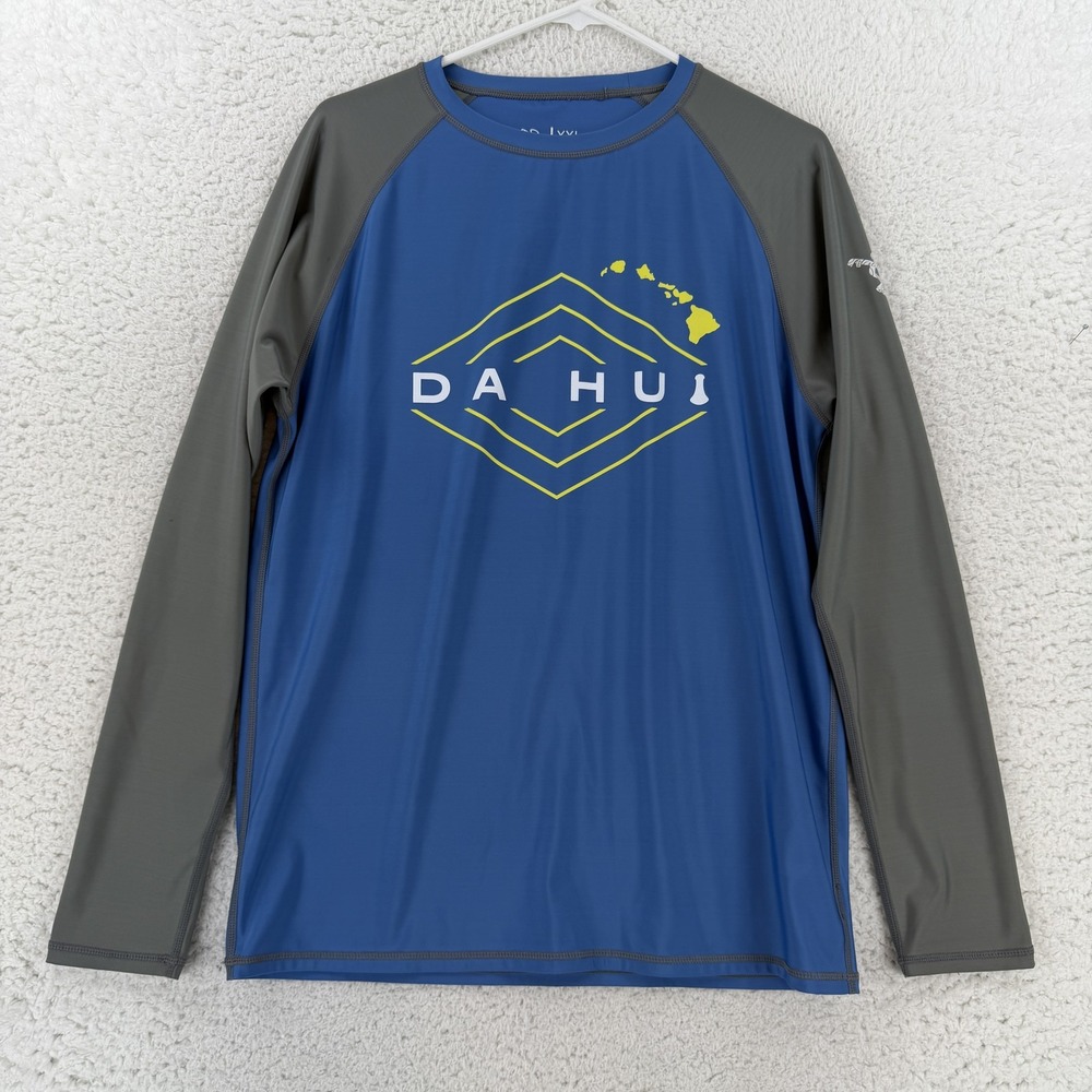 Da Hui Shirt Mens 2XL Blue Gray Long Sleeve Rash Guard Surf Hawaii Top